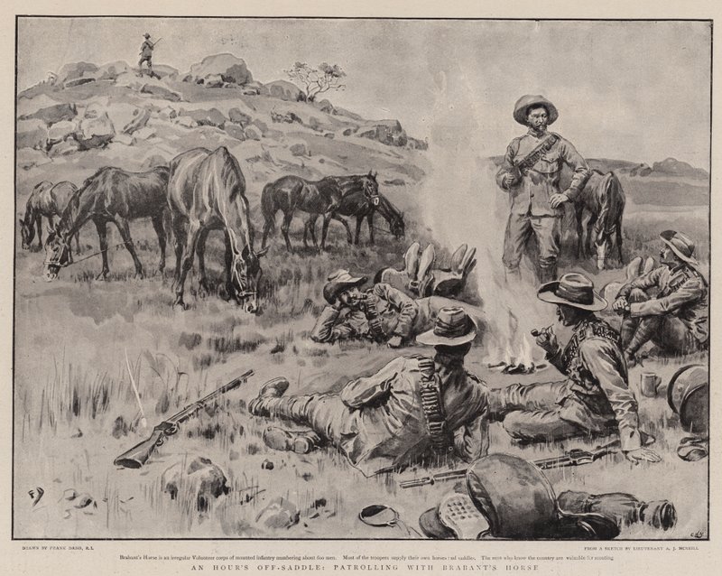 Eine Stunde Pause, Patrouille mit Brabants Pferd von Frank Dadd