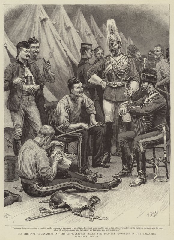 Das Militärturnier in der Agricultural Hall, die Soldatenquartiere in den Galerien von Frank Dadd
