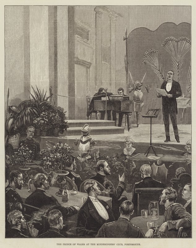 Der Prinz von Wales im Minnesänger-Club, Portsmouth von Frank Dadd