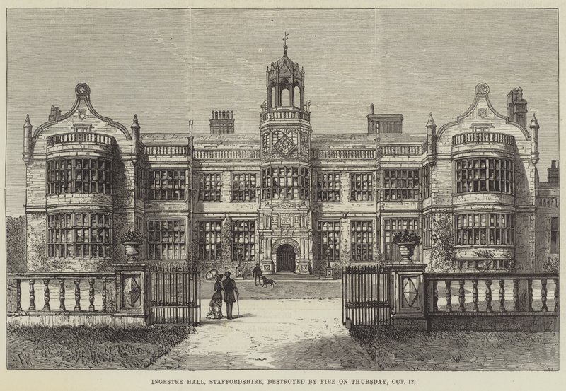 Ingestre Hall, Staffordshire, durch Feuer zerstört am Donnerstag, 12. Oktober von Frank Watkins