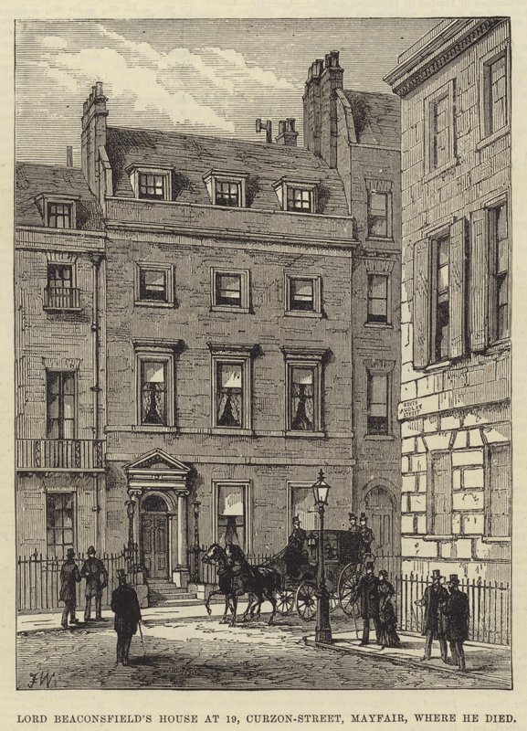 Lord Beaconsfields Haus in der Curzon-Straße 19, Mayfair, wo er starb von Frank Watkins