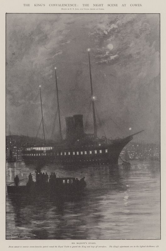 Die Genesung des Königs, die Nachtszene in Cowes von Fred T. Jane