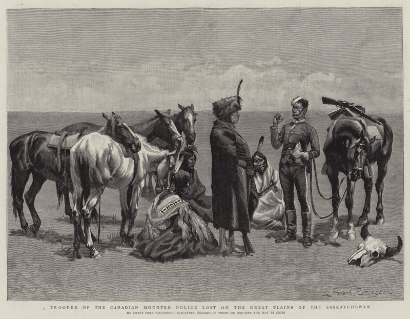 Ein Reiter der kanadischen berittenen Polizei, verloren in den großen Ebenen von Saskatchewan von Frederic Remington