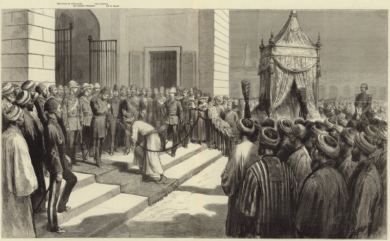 Der Khedive salutiert den heiligen Teppich in Kairo vor seiner Absendung nach Mekka von Frederic Villiers