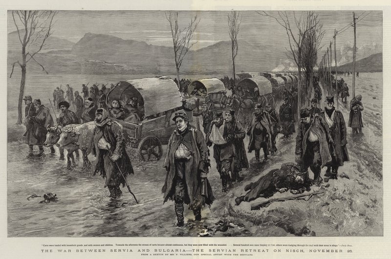 Der Krieg zwischen Serbien und Bulgarien, der serbische Rückzug auf Nisch, 26. November von Frederic Villiers