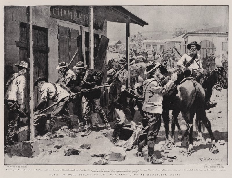 Burenhumor, Angriff auf Chamberlains Laden in Newcastle, Natal von Frederic de Haenen