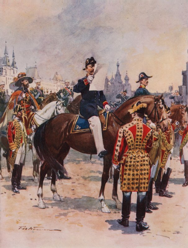 Herolde verkünden die Krönung des Kaisers von Frederic de Haenen