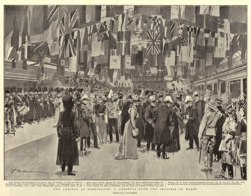 Die Ankunft in Paddington, eine Begrüßung von der Prinzessin von Wales von Frederic de Haenen
