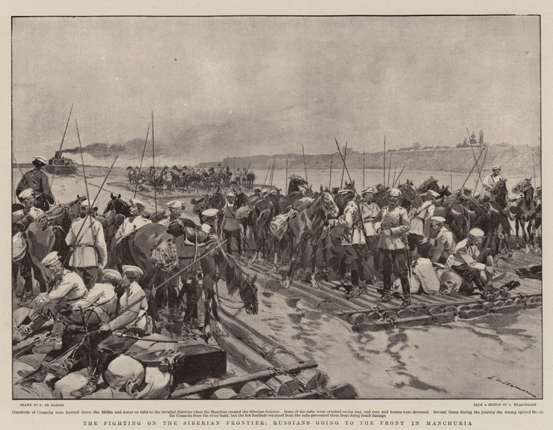 Die Kämpfe an der sibirischen Grenze, Russen gehen an die Front in der Mandschurei von Frederic de Haenen
