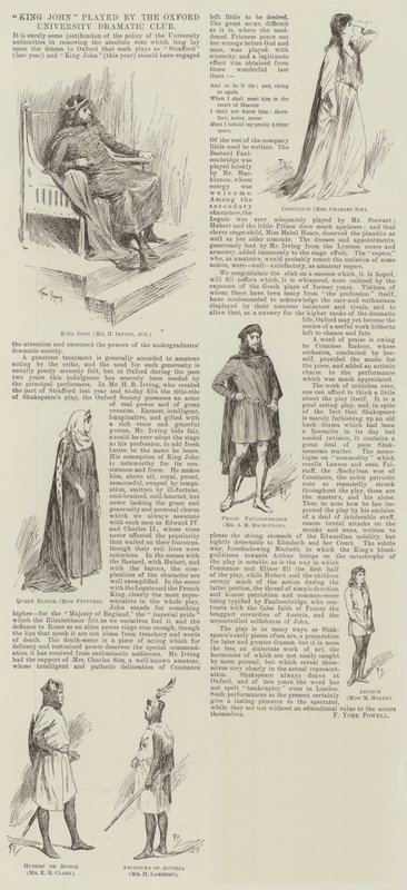König Johann gespielt vom Oxford University Dramatic Club von Frederick Pegram