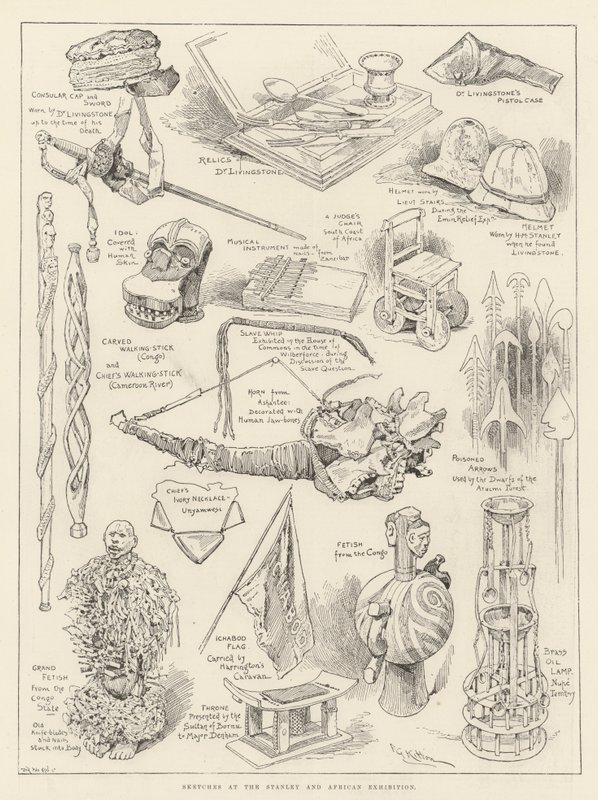 Skizzen bei der Stanley und Afrika Ausstellung von Frederick George Kitton