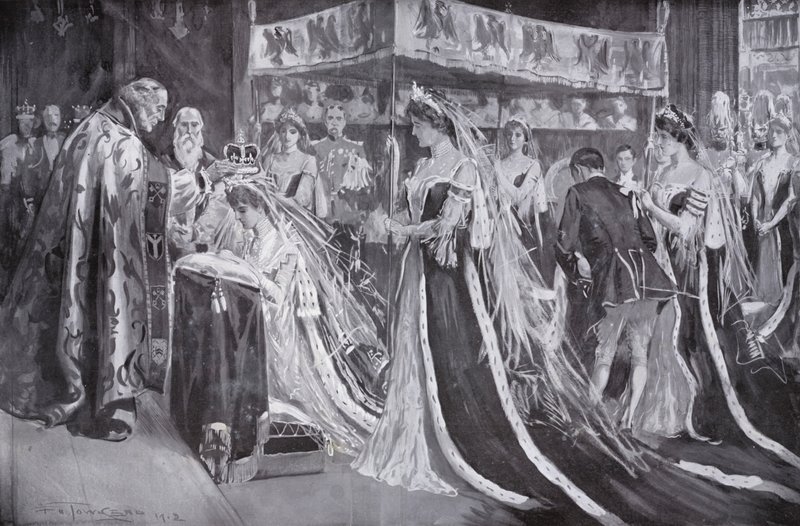Die Krönung von Königin Alexandra, Gemahlin von König Edward VII., durch den Erzbischof von York, Westminster Abbey, London von Frederick Henry Townsend