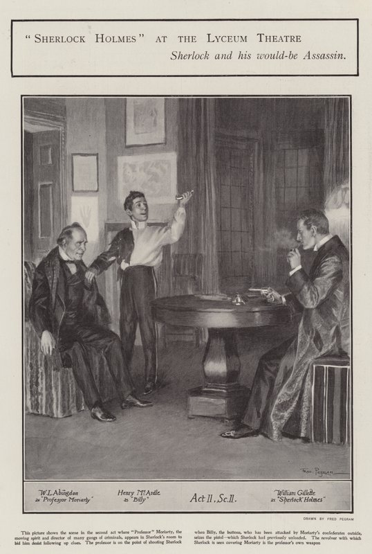 Eine Aufführung von Sherlock Holmes im Lyceum Theatre, London von Frederick Pegram