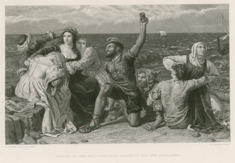 Piraten des Mittelmeers spielen um Gefangene Würfel von Frederick Richard Pickersgill