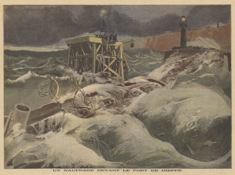 Ein Schiffswrack vor Dieppe von French School