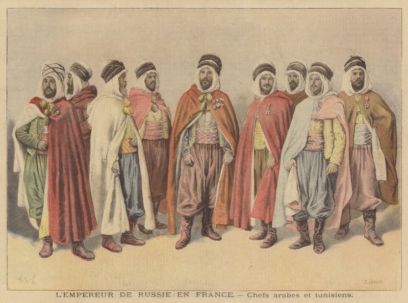 Arabische und tunesische Häuptlinge in Paris zum Besuch von Zar Nikolaus II. von Russland von French School