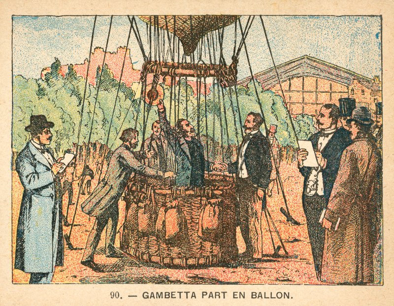 Leon Gambetta entkommt der Belagerung von Paris in einem Ballon, 1870 von French School