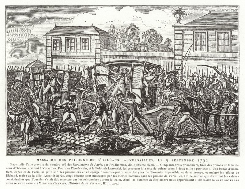 Massaker an den Gefangenen von Orléans, Versailles, Französische Revolution, 9. September 1792 von French School