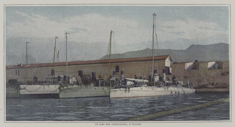 Zerstörer im Hafen von Toulon, Frankreich von French Photographer