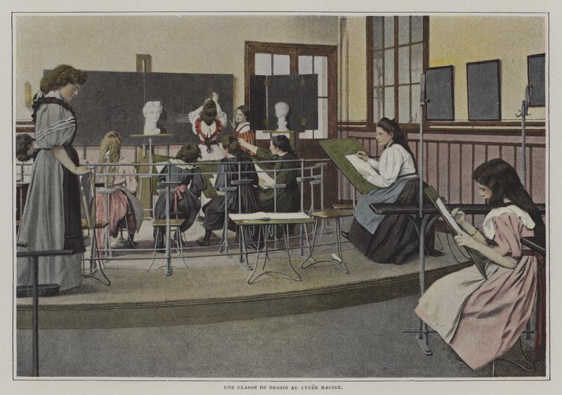 Zeichenklasse am Lycee Racine, Paris von French Photographer