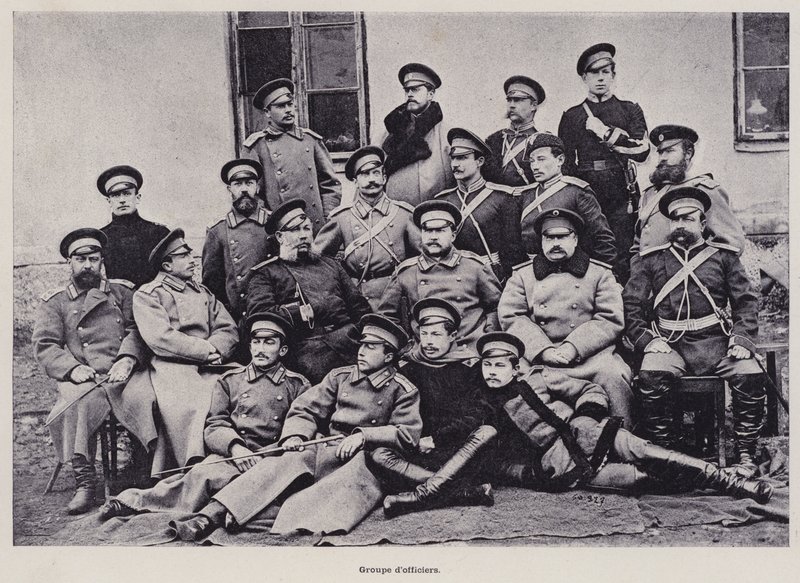 Die Russische Armee: Gruppe von Offizieren (s/w Foto) von French Photographer