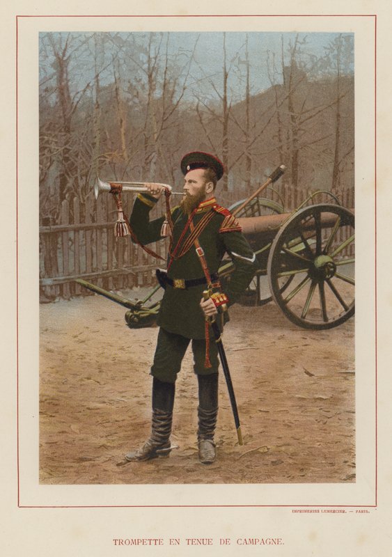 Die russische Armee: Trompeter in Felduniform von French Photographer