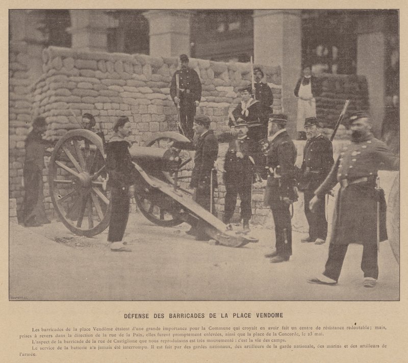 Die Kommune von Paris, Verteidigung der Barrikaden am Place Vendome von French Photographer