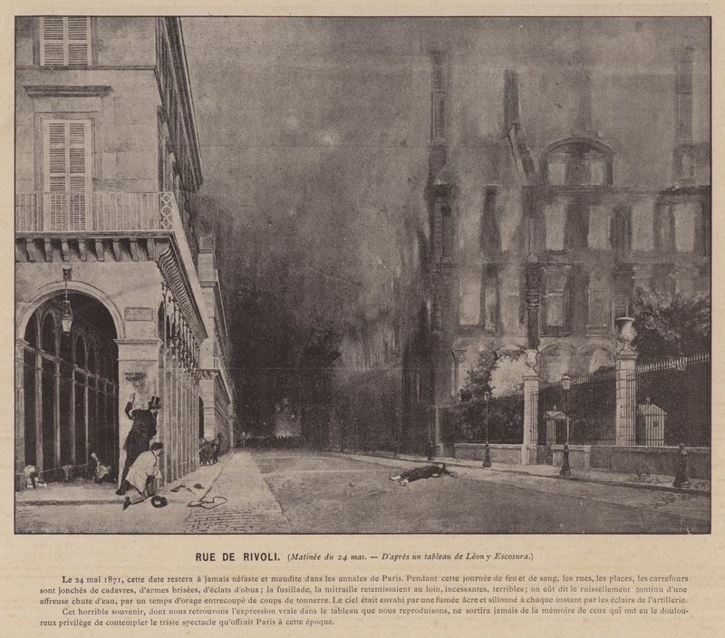 La Commune de Paris, Rue De Rivoli, Morgen des 24. Mai (s/w Foto) von French Photographer