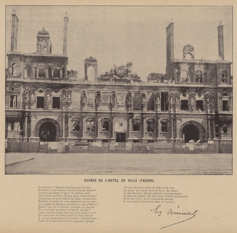 Die Kommune von Paris, Ruinen des Hôtel de Ville, Fassade von French Photographer