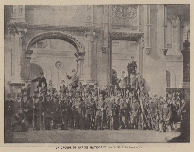 Die Kommune von Paris, Eine Gruppe Nationalgarden, Hof der École des Beaux-Arts von French Photographer