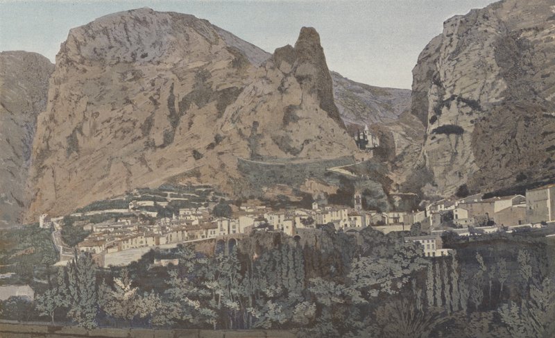 Moustiers-Sainte-Marie, Gesamtansicht und Kapelle Notre-Dame de Beauvoir von French Photographer