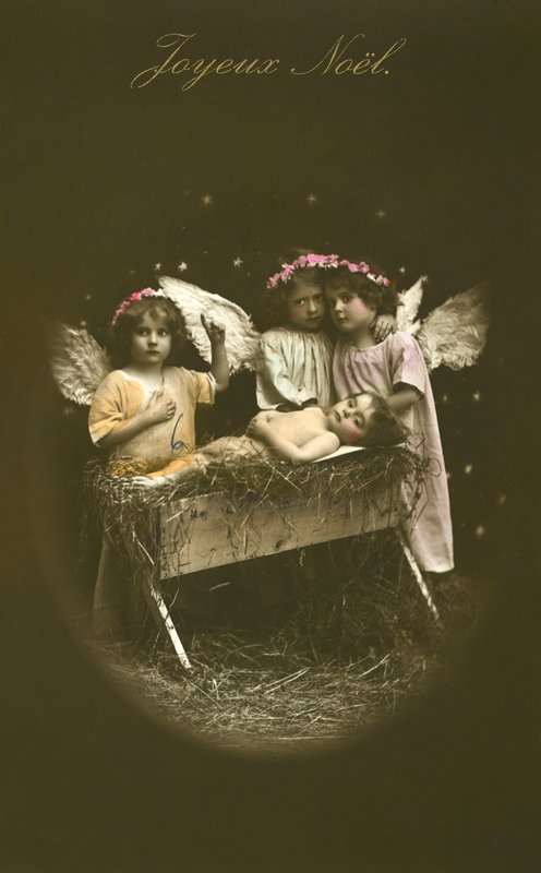 Weihnachtskarte mit Geburtsszene von French Photographer