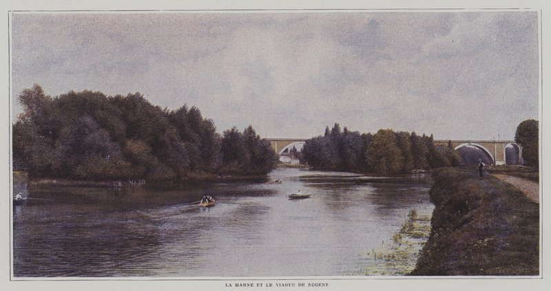 Der Fluss Marne und das Viadukt von Nogent, Frankreich von French Photographer
