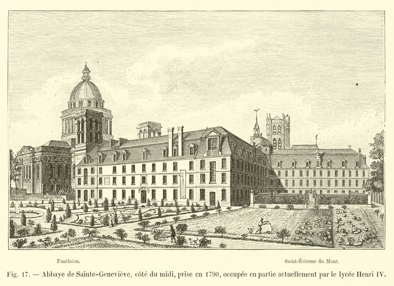 Abtei Sainte-Geneviève, Südseite, aufgenommen 1790, teilweise heute vom Lycée Henri IV genutzt von French School