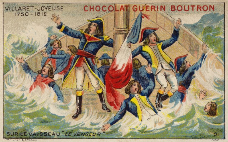 Admiral Villaret de Joyeuse an Bord seines sinkenden Schiffes Vengeur du Peuple von French School