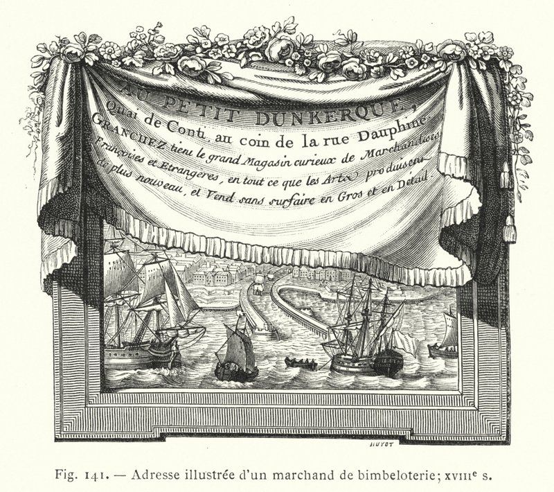 Illustrierte Adresse eines Spielzeughändlers; 18. Jahrhundert (Gravur) von French School