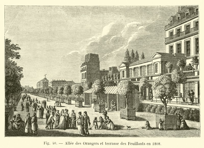 Allee der Orangenbäume und Terrasse der Feuillants im Jahr 1808 von French School
