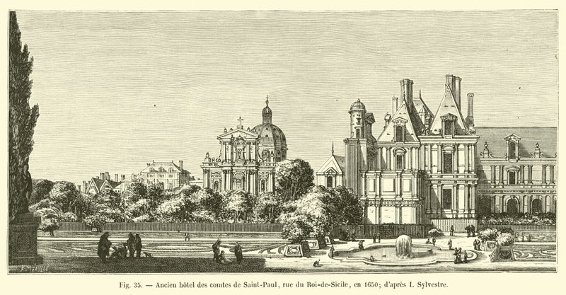 Altes Hotel der Grafen von Saint-Paul, Rue du Roi-de-Sicile, 1650 (nach I. Sylvestre) von French School