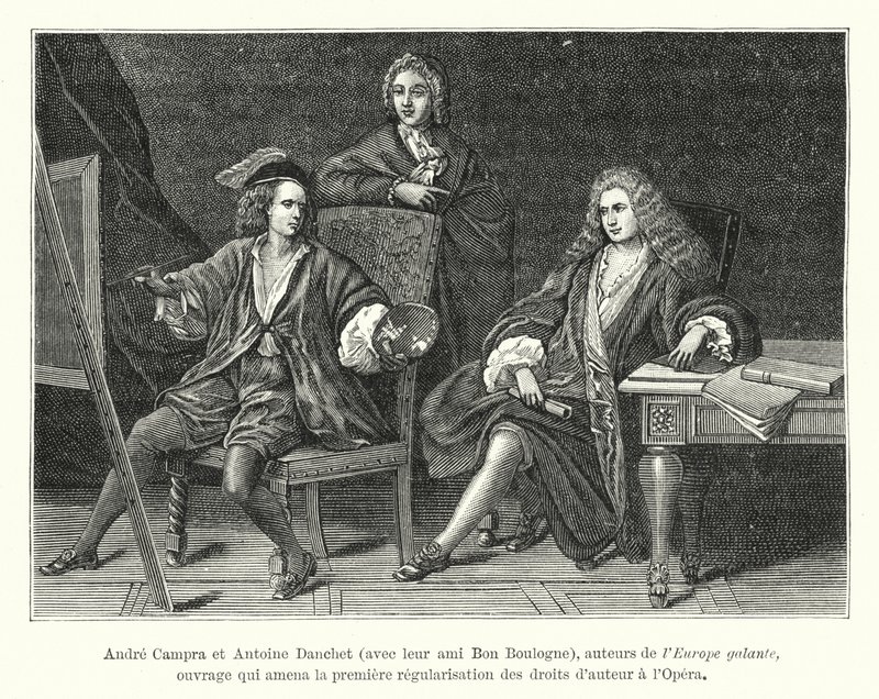 Andre Campra und Antoine Danchet, mit ihrem Freund Bon Boulogne, Autoren von L