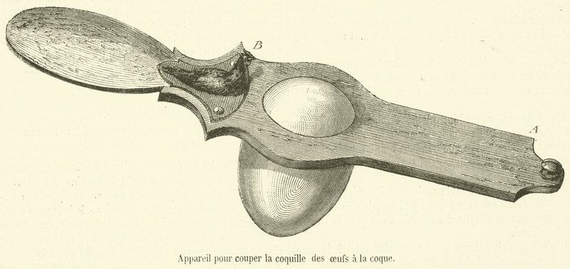 Gerät zum Schneiden der Schale von weichgekochten Eiern (Stich) von French School