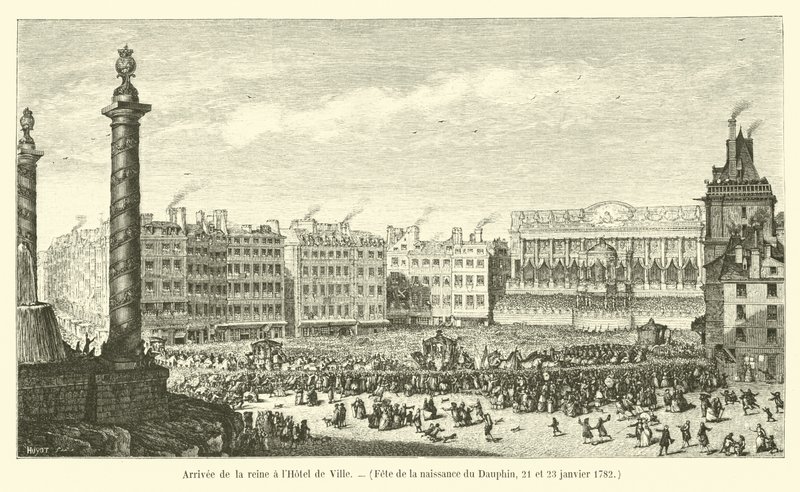 Ankunft der Königin im Hotel de Ville, Feier zur Geburt des Dauphins, 21. und 23. Januar 1782 von French School