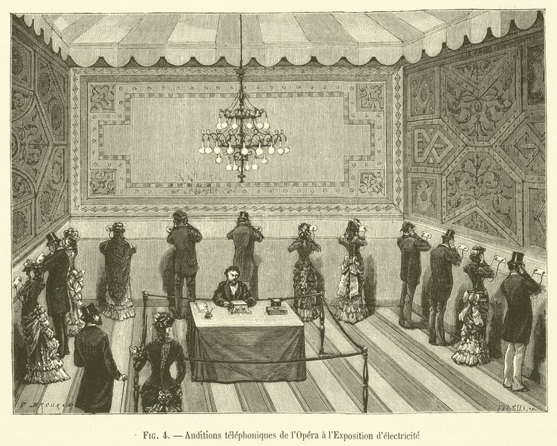 Telefonische Vorführungen der Oper auf der Elektrizitätsausstellung von French School