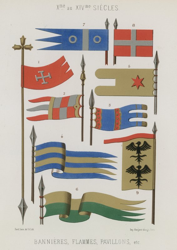 Banner, Streamer, Flaggen des 10. bis 14. Jahrhunderts von French School