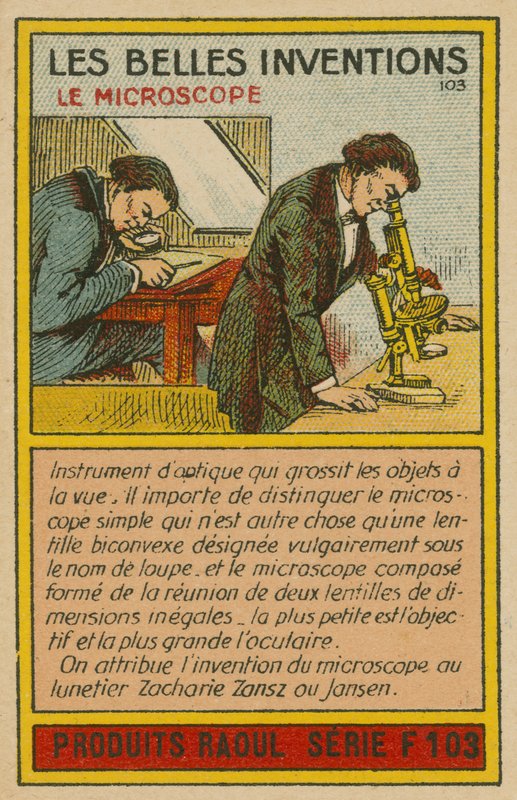 Karte der schönen Erfindungen, Mikroskop von French School