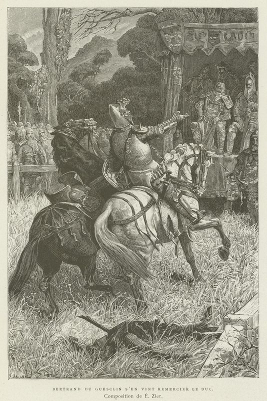 Bertrand du Guesclin kam, um dem Herzog zu danken von French School