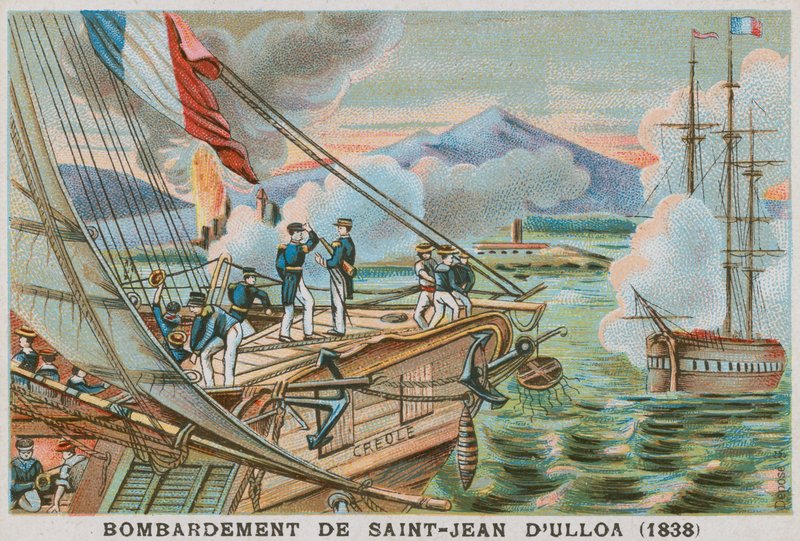 Bombardierung von San Juan de Ulua, Mexiko, durch die Franzosen, 1838 von French School