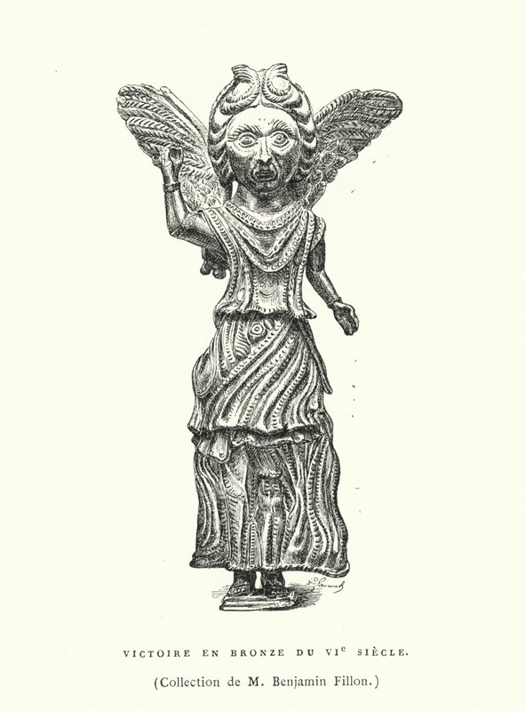 Bronzefigur des Sieges, 6. Jahrhundert (Stich) von French School