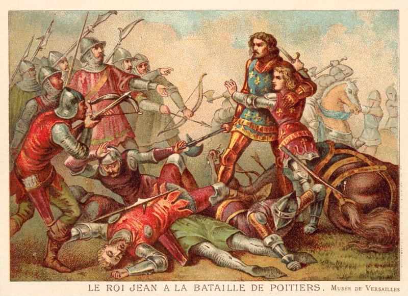 Gefangennahme von Johann II. von Frankreich in der Schlacht bei Poitiers von French School