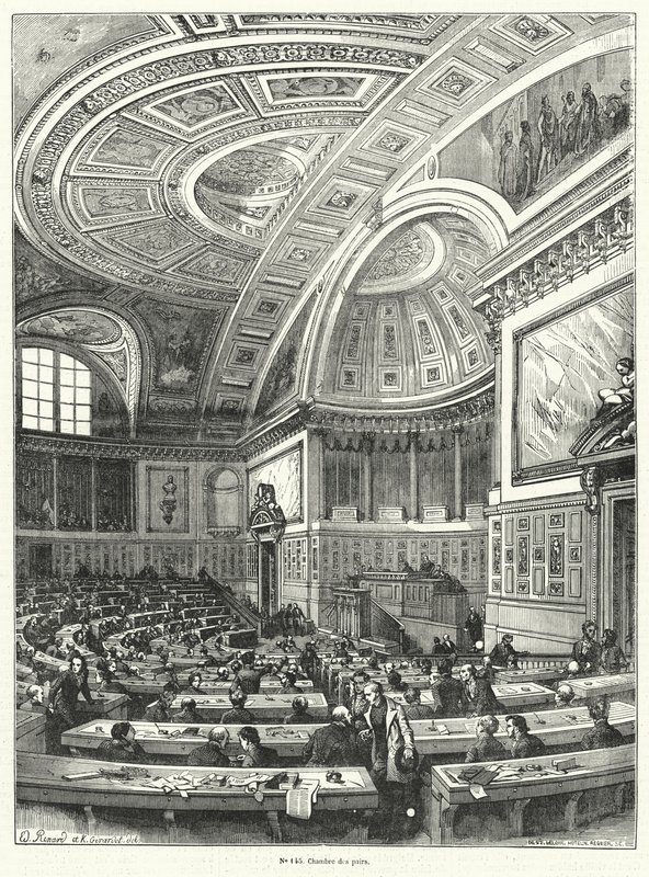 Chambre des Pairs, Oberhaus des französischen Parlaments von 1814 bis zu seiner Abschaffung nach der Revolution von 1848 von French School