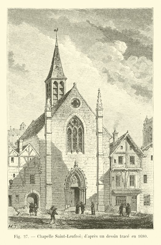 Kapelle Saint-Leufroi; nach einer Zeichnung von 1680 von French School